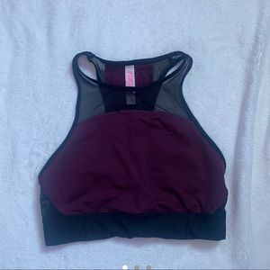 VS PINK maroon high neck sports bra